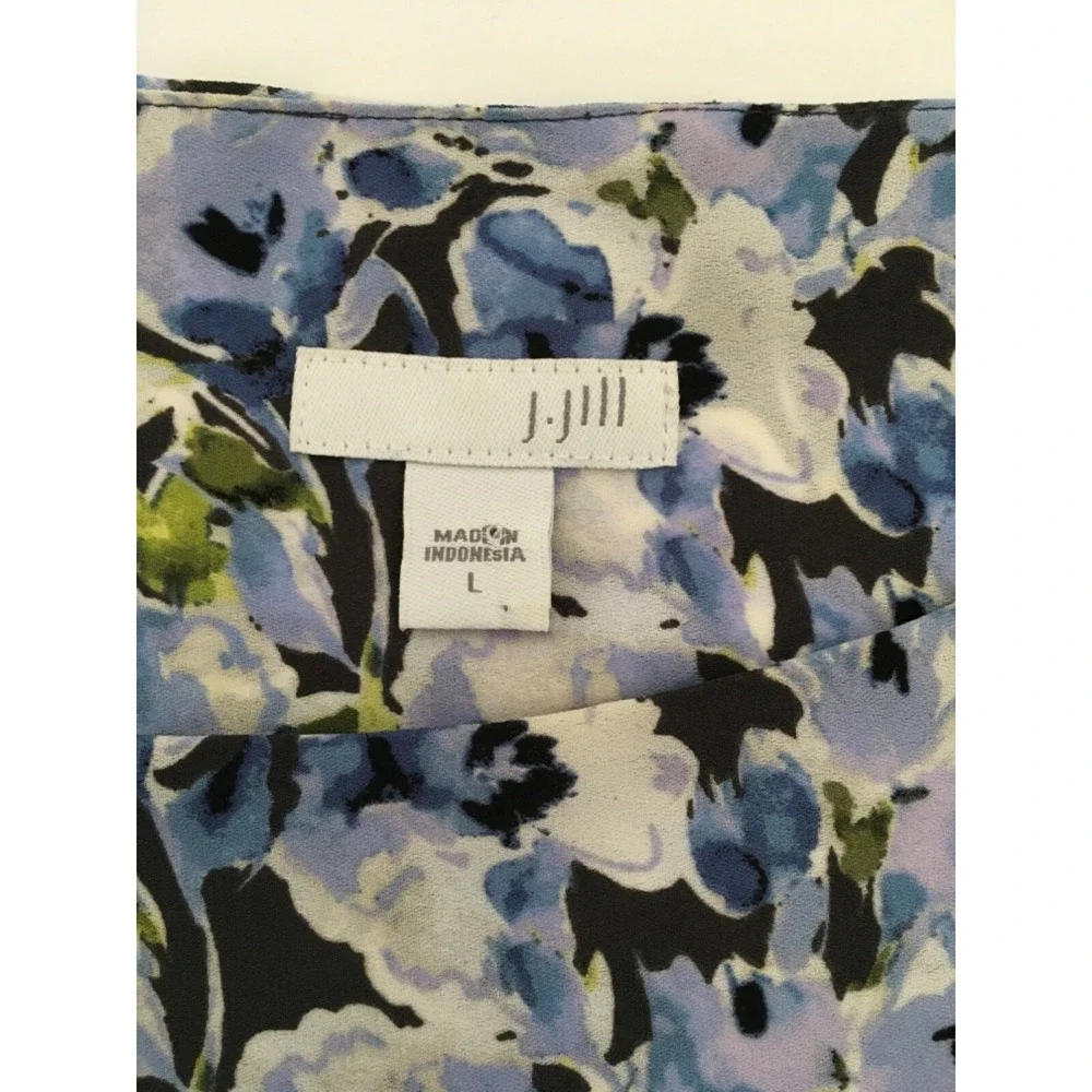 J Jill Granite Water Floral Bloom Accordion Pleat Sleeveless Dress Sz L